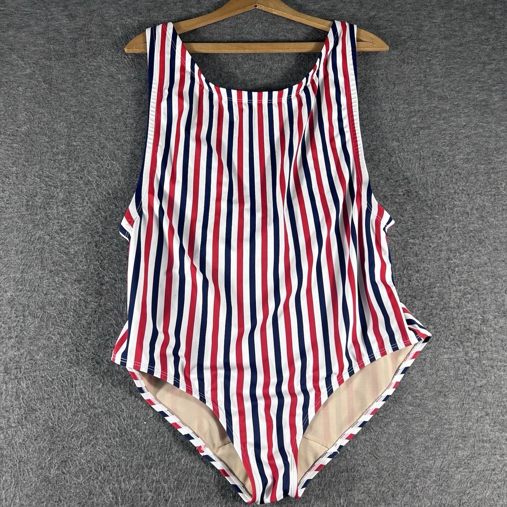Swim By Cacique Swimsuit Womens One Piece Red White Blue Stripe No Wire Lined 16